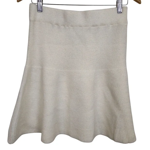 Mable Skirt Womens Large Cream Rib Knit Flare Soft Stretch Fall Preppy - Picture 4 of 13